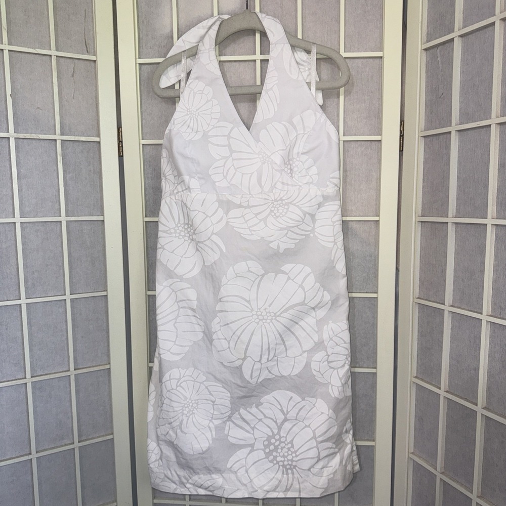 Vintage Lilly Pulitzer Flower Girl Floral White Beach Dina Halter Dress Girls 8